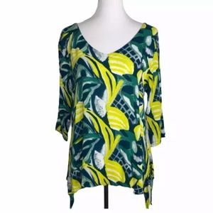 NWT IVY REED Tropical Rayon Top 3/4 Sleeve Sz. M